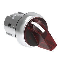 Selettore luminoso metallico rosso leva corta 2 posizioni Ø22mm per comando industriale