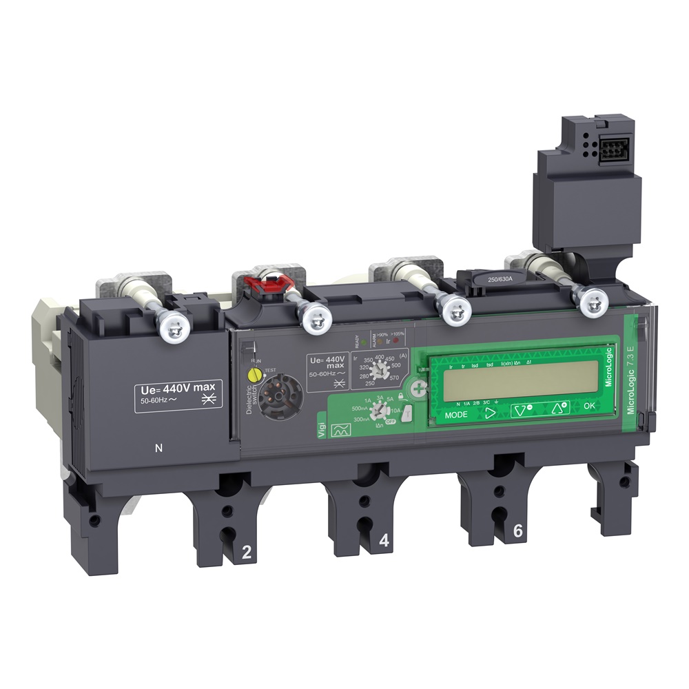Sganciatore elettronico MicroLogic 7.3E 400A 4 poli con protezione differenziale e misuratore energia per ComPacT NSX 400/630