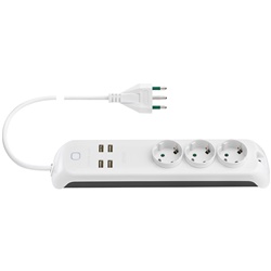 Presa multipla 16A 3 Schuko 4 USB 12W interruttore WiFi controllo remoto bianco