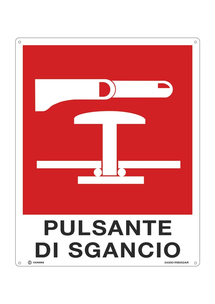 Targhetta alluminio 310x250 mm pulsante per impianti elettrici