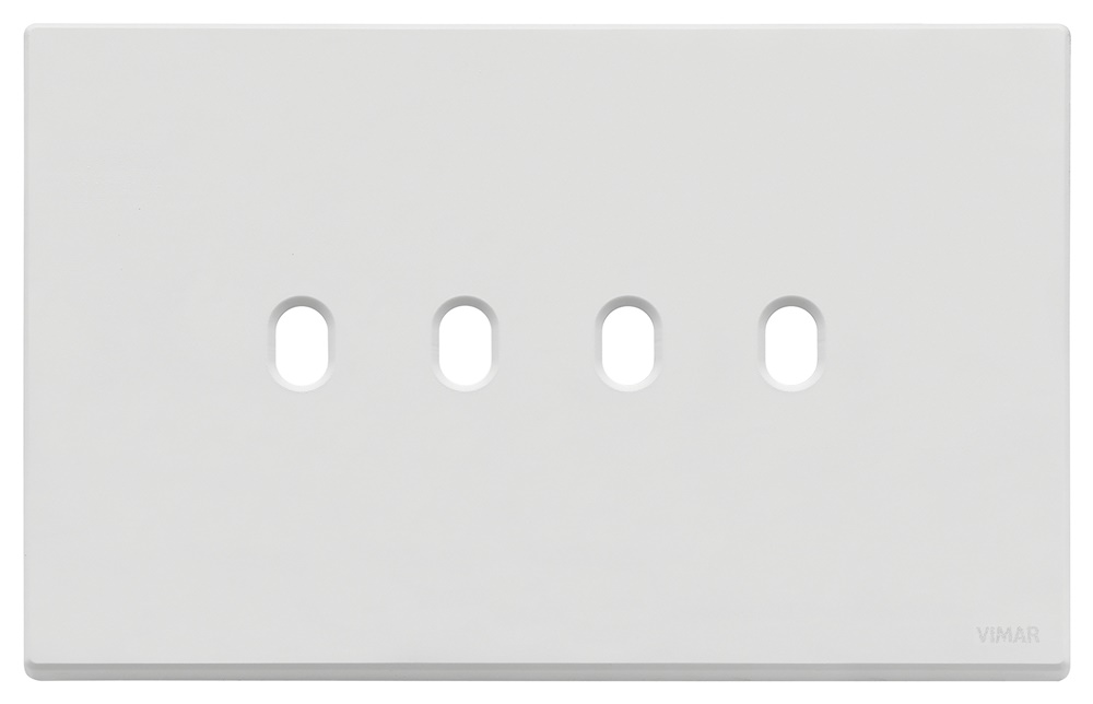 Placca 4 moduli metallo bianco matt per comandi Vintage quadro 4x4