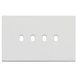 Placca 4 moduli metallo bianco matt per comandi Vintage quadro 4x4
