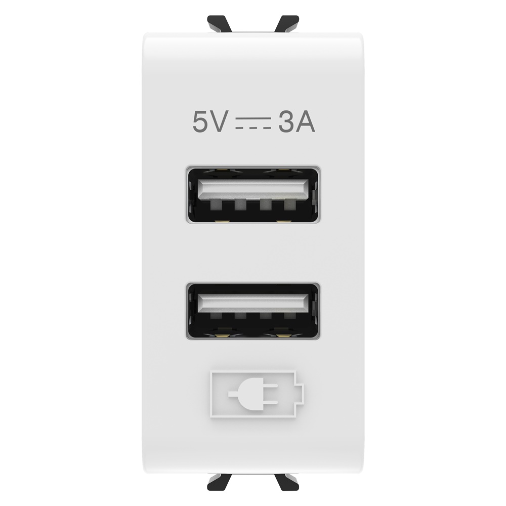 ALIMENTATORE USB - TIPO A+A - 3A - BIANCO LUCIDO - 1 MODULO - CHORUSMART