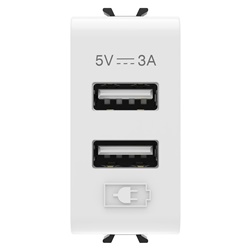 ALIMENTATORE USB - TIPO A+A - 3A - BIANCO LUCIDO - 1 MODULO - CHORUSMART