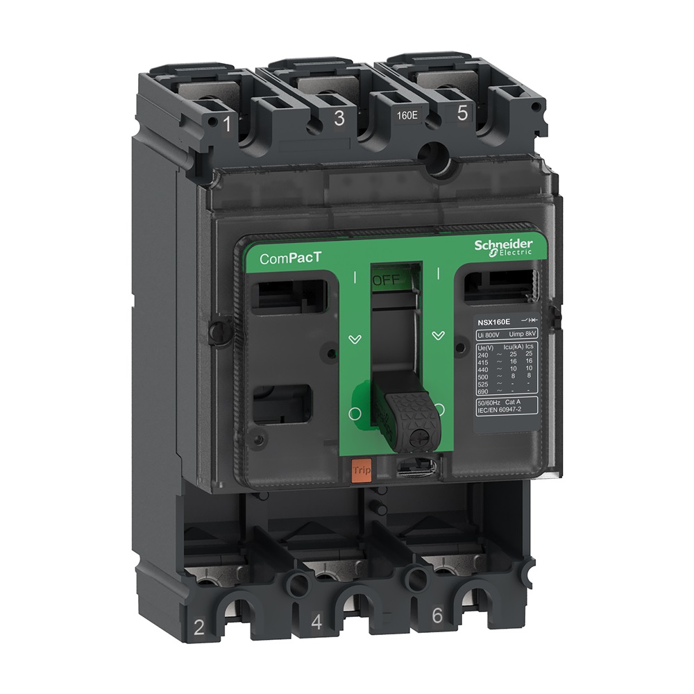 Circuit breaker basic frame, ComPact NSX160E, 16kA at 415VAC 50/60 Hz, 160A, without trip unit, 3 poles