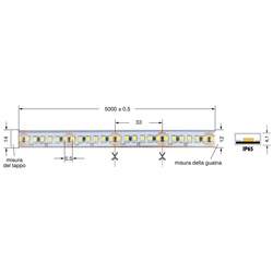 Striscia LED 16W/m 24V luce bianco caldo IP65 flessibile per interni ed esterni