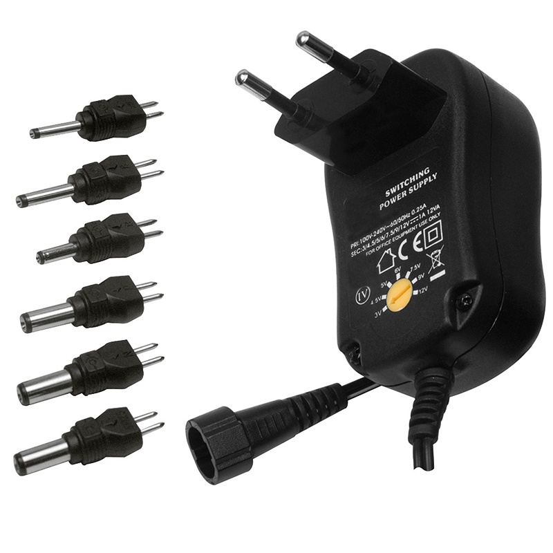 Alimentatore switching 12W uscita regolata 3-12V CC compatto per applicazioni elettriche professionali