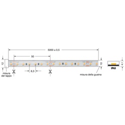 Striscia LED 9,6W/m 24V luce calda IP65 flessibile per uso interno ed esterno
