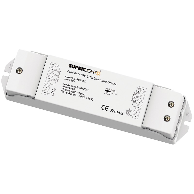 Interruttore dimmer 1-10V 4 canali 5A controllo luminosità residenziale e professionale