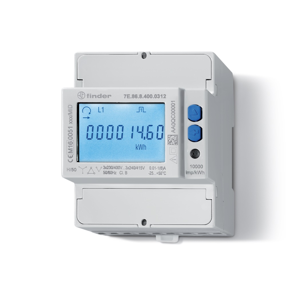 Contatore energia trifase elettronico MID digitale DIN35 IP50