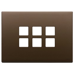 Placca 3 moduli per 6 comandi Flat domotici KNX metallo bronzo scuro spazzolato