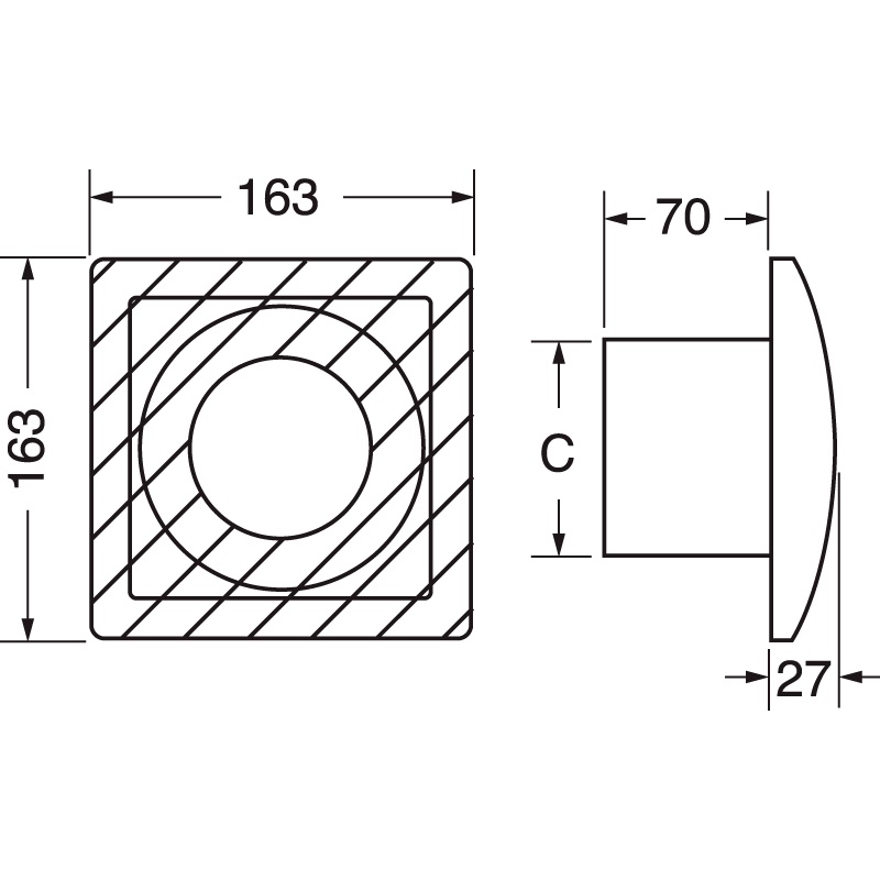 Aspiratore da parete 80 mm ventilazione efficiente ambienti residenziali commerciali materiali resistenti installazione semplice