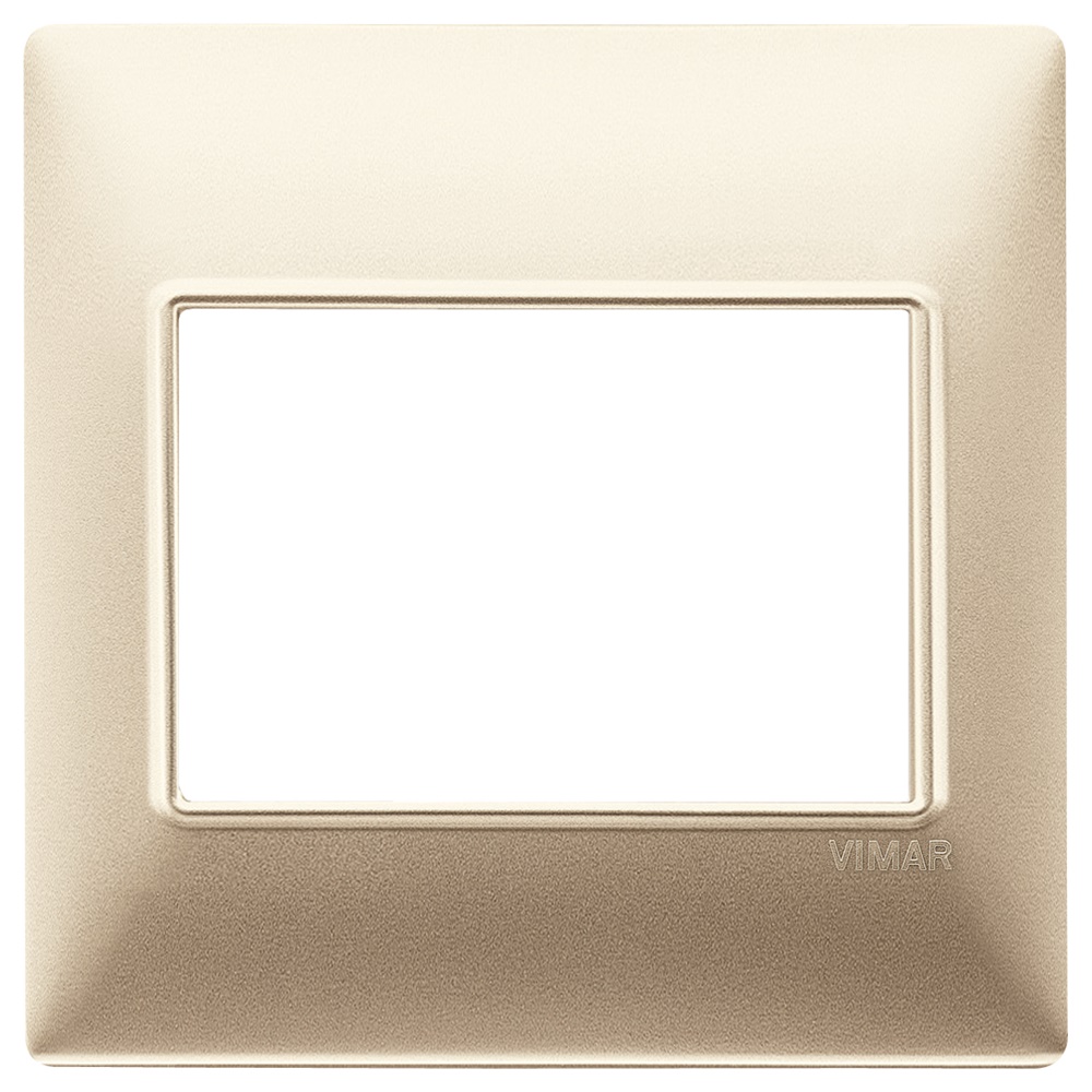 Placca 3 moduli BS tecnopolimero vernice champagne opaco per impianti elettrici