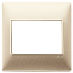 Placca 3 moduli BS tecnopolimero vernice champagne opaco per impianti elettrici