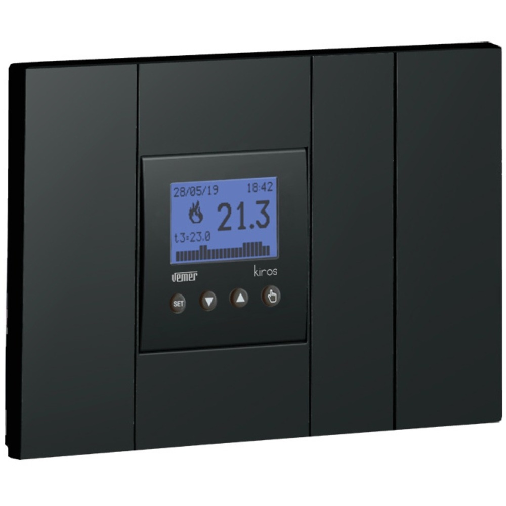 Cronotermostato da incasso 2 moduli alimentazione 230V programmazione settimanale blocco tastiera con password kit con telaietti e frontalini vari colori