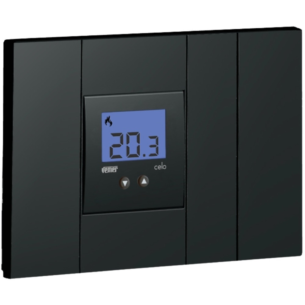 Termostato da incasso CELO LCD 2M 230V con display retroilluminato e blocco tastiera per ambienti pubblici