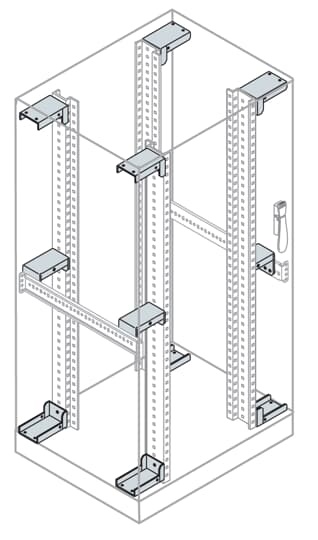 Supporto intermedio rack fissaggio centrale lunghezza 800 mm per armadi automazione materiali resistenti montaggio sicuro e stabile componenti elettrici