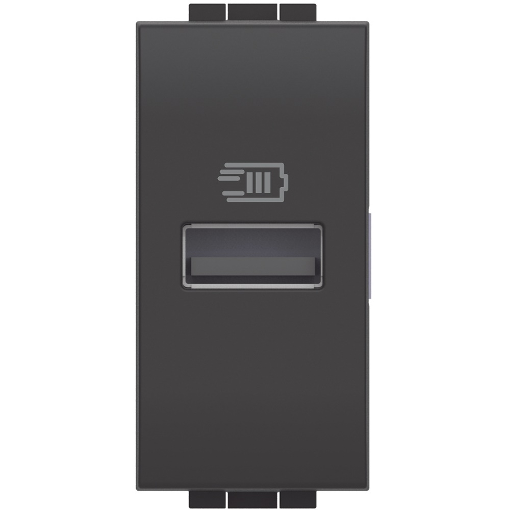 Caricatore USB tipo A 15W 5V 1 modulo antracite per impianti elettrici modulari