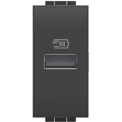 Caricatore USB tipo A 15W 5V 1 modulo antracite per impianti elettrici modulari