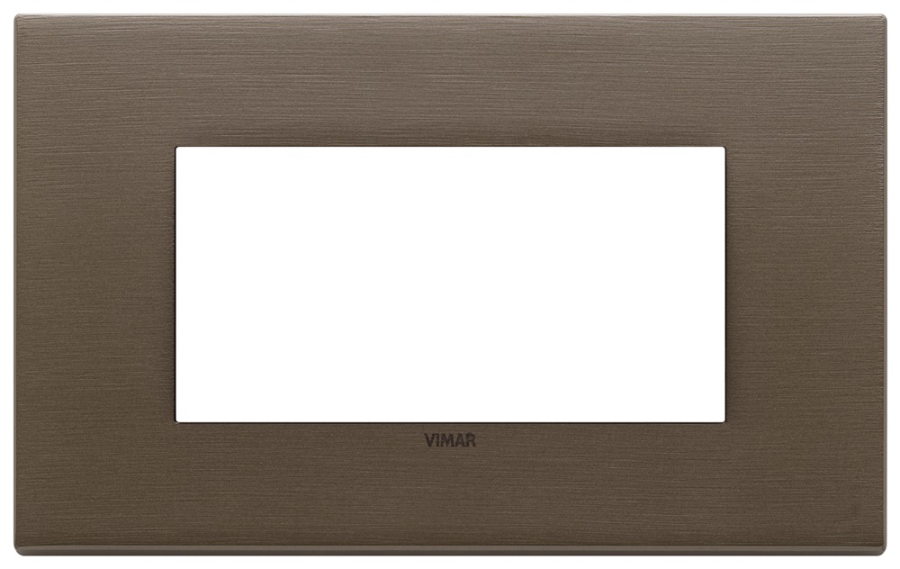 Placca 4 moduli metallo bronzo scuro spazzolato per installazioni elettriche