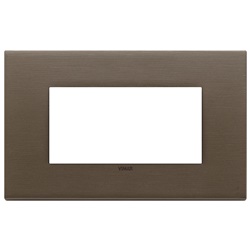 Placca 4 moduli metallo bronzo scuro spazzolato per installazioni elettriche