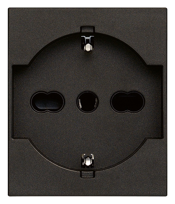 Presa universale 2P+T 16A 250V nero standard italiano P40 per installazioni rapide e sicure