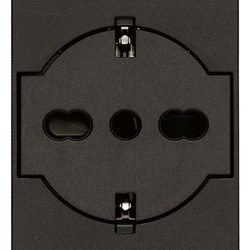 Presa universale 2P+T 16A 250V P40 a filo nero 2 moduli installazione rapida