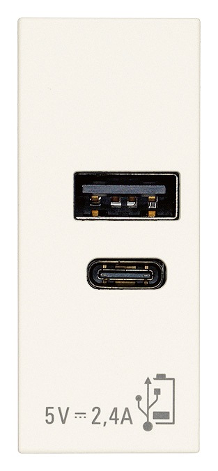 ALIMENTATORE USB A+C 5V 2,4A BIANCO