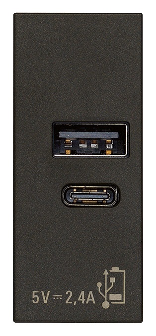 Alimentatore USB A+C 12W 2,4A 5V nero