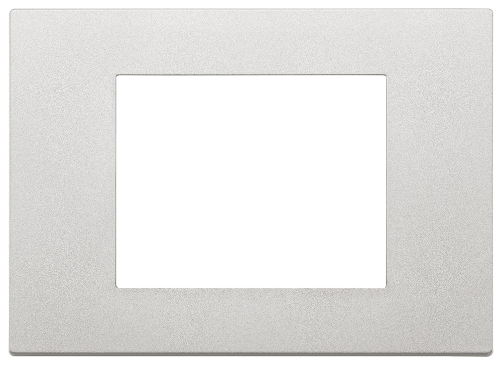 Placca 3 moduli tecnopolimero verniciato argento per impianti elettrici