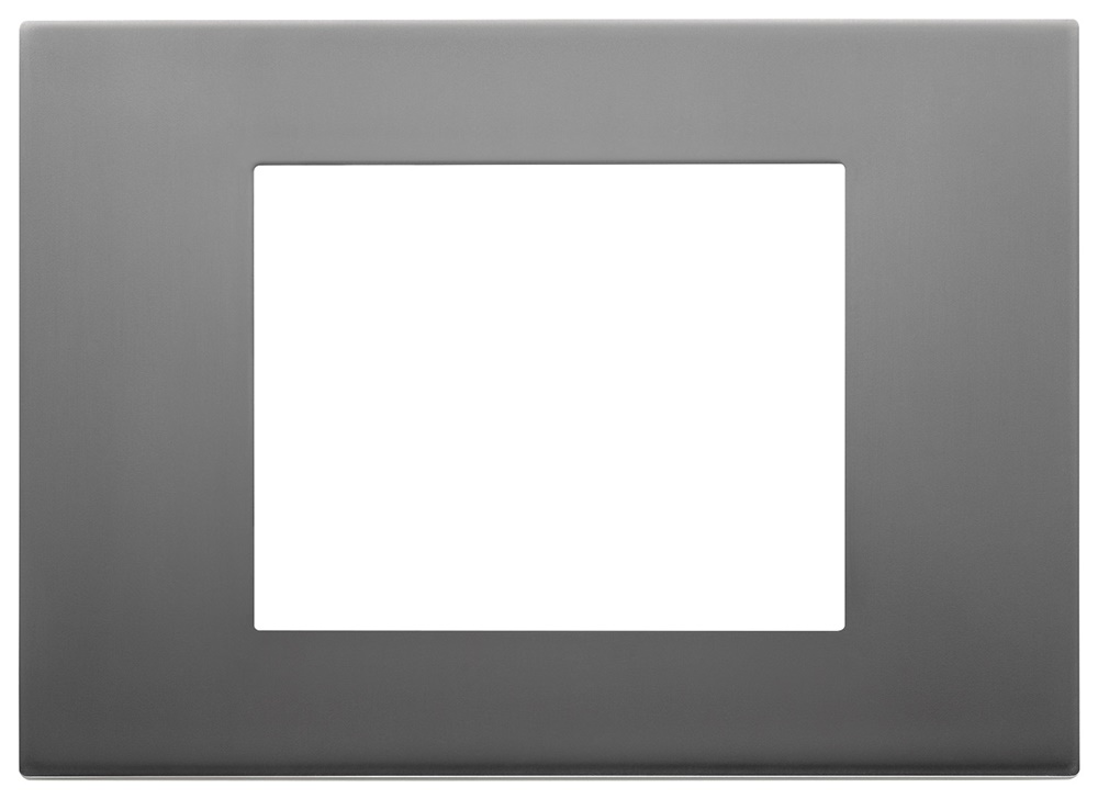 Placca 3 moduli metallo inox satinato per installazioni elettriche