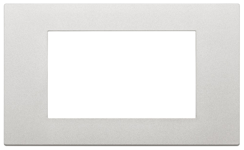 Placca 4 moduli tecnopolimero verniciato argento per installazioni elettriche