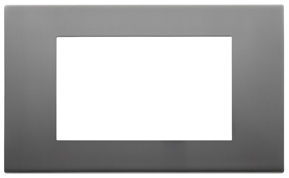Placca 4 moduli metallo inox satinato per installazioni elettriche