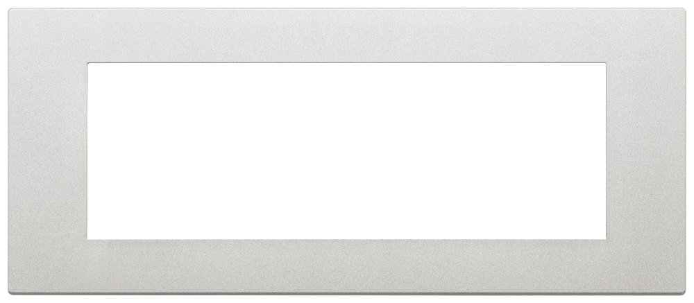 Placca 7 moduli tecnopolimero verniciato argento per installazioni elettriche