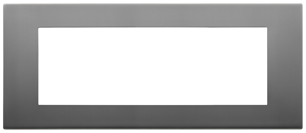 Placca 7 moduli in metallo inox satinato per installazioni elettriche