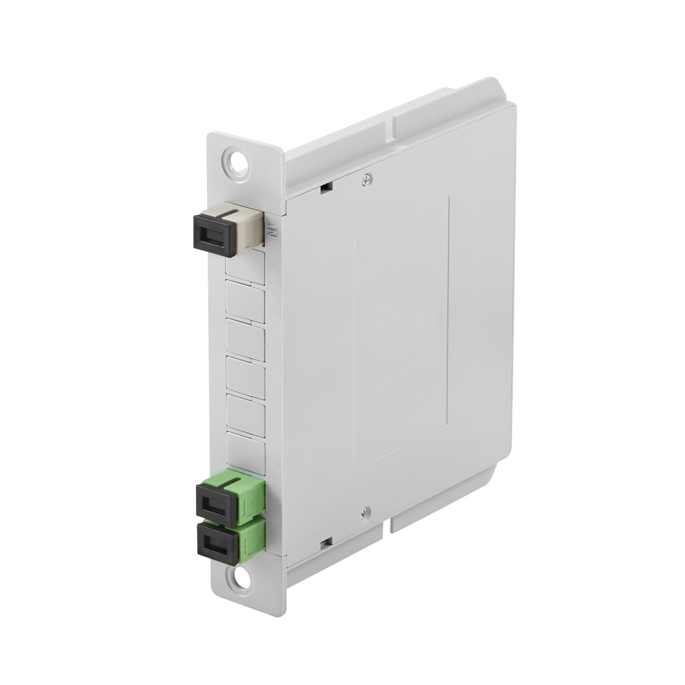 Splitter ottico 1x2 con bussole SC/APC per cablaggio strutturato reti LAN fibra ottica Data Center