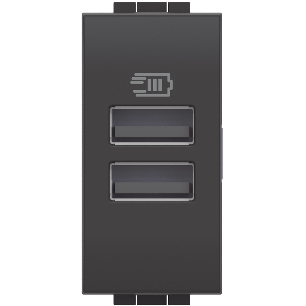 Caricatore USB doppia porta tipo A 15W cavo 1m antracite uso domestico e ufficio