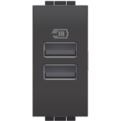 Caricatore USB doppia porta tipo A 15W cavo 1m antracite uso domestico e ufficio