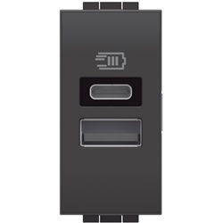 Caricatore USB Tipo A+C 15W compatto con cavo 1m antracite casa ufficio