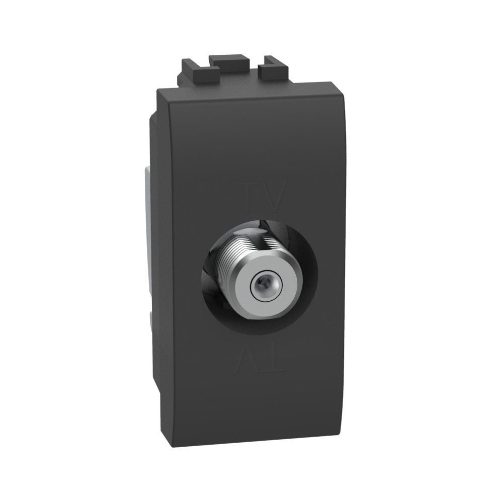 Presa SAT coassiale tipo F 75 ohm 1 modulo nero antracite per impianti TV