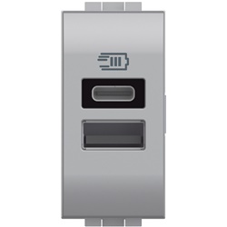 Caricatore USB Tipo A+C 15W compatto 1 modulo installazione elettrica