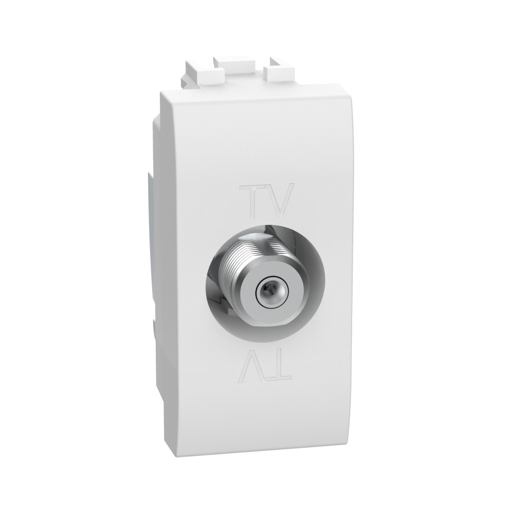 Presa SAT coassiale tipo F 75 ohm bianco 1 modulo installazioni TV e satellitari