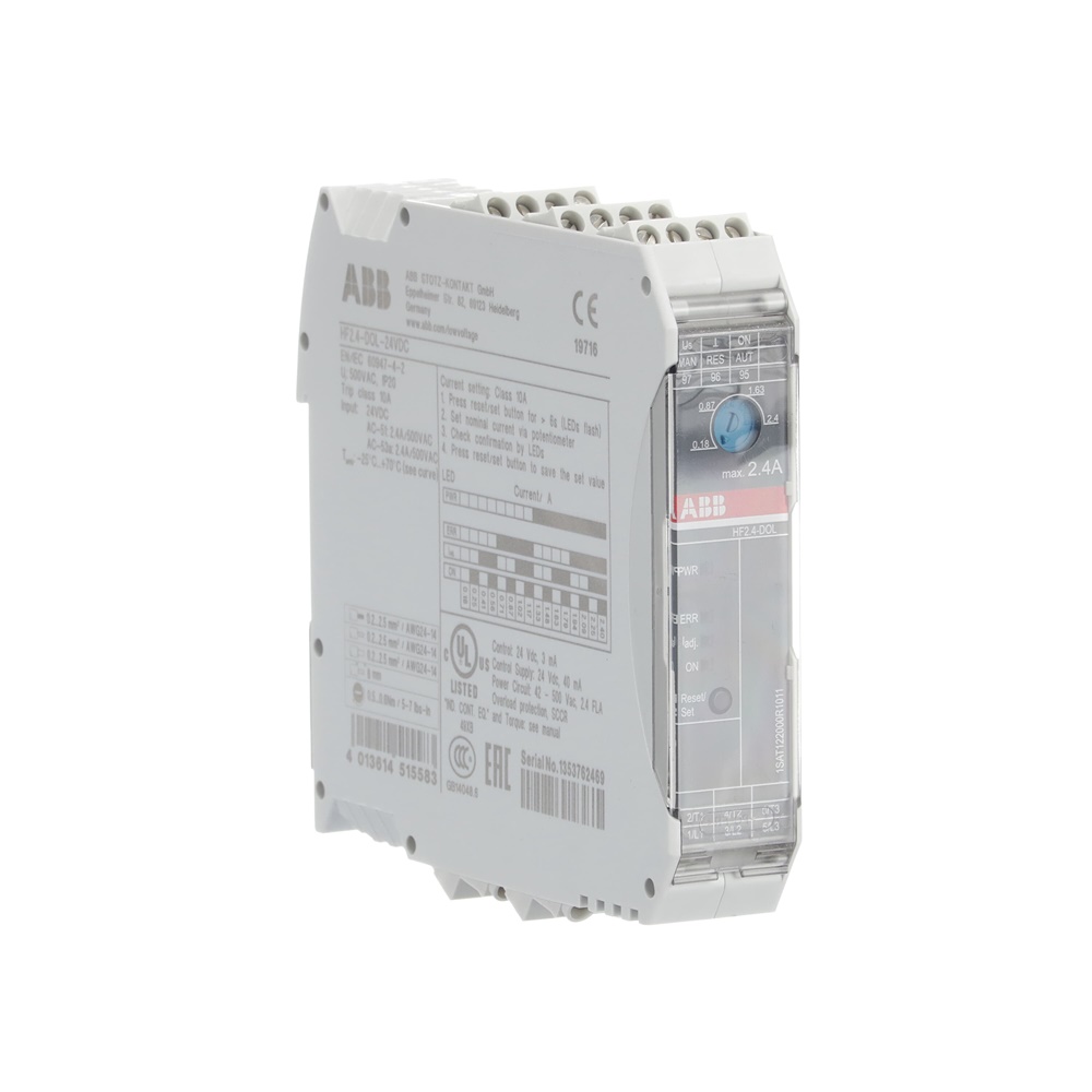 Starter compatto elettronico HF2.4-DOL 24 VDC avvio motori fino 3 kW controllo sovraccarico integrato uso industriale