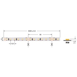 Striscia LED 9,6W/m 24V luce calda IP20 per illuminazione decorativa interna