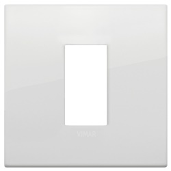 Placca Classic 1 modulo metallo polar total look diaframma bianco per interruttori e prese