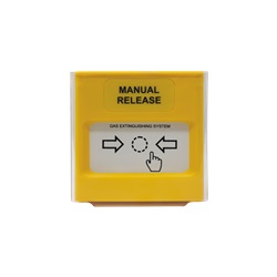 Pulsante giallo per attivazione estinzione, elemento flessibile, segnalazione ottica, installazione parete