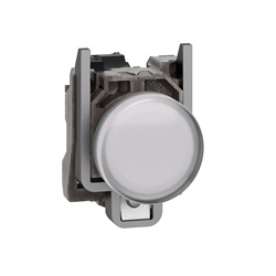 Harmony XB4, Lampada spia, metallo, bianco, diam.22,  con LED integrato ad alta protezione, 110…240VAC , 300 VA a 230 VAC, 120 VA a 120 VAC