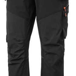 Pantaloni Kensington neri elasticizzati con tasche rimovibili e ginocchia preformate per lavoro in cantiere