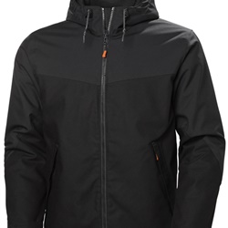 Giacca invernale Oxford nera XL tessuto Helly Tech Performance cappuccio removibile dettagli riflettenti isolamento termico lavoro installatori