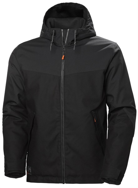 Giacca invernale Oxford nera 3XL poliestere resistente cappuccio removibile riflettente